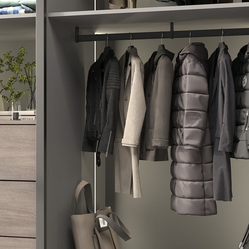 Штанга гардеробная прямоуг. FAME L-1000 с проходным и концевыми держателями, черный браш AKS 121277