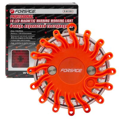 Фонарь переносной светодиодный с магнитом (9 световых режимов, 16 LED, 1хCR23) Forsage F-01151