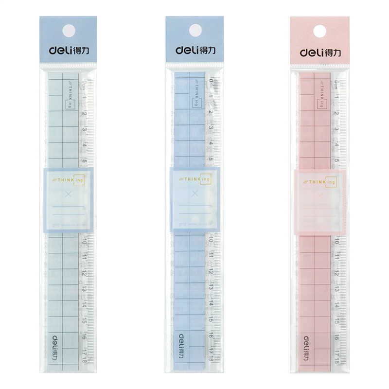 Линейка "Deli 6235", 18 см, прозрачный, ассорти