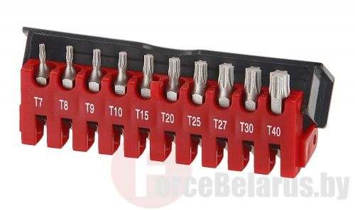 Наборы бит TorxTR (с отверстием) T7H-T40H 10 пр. 1/4'' Force 21012T