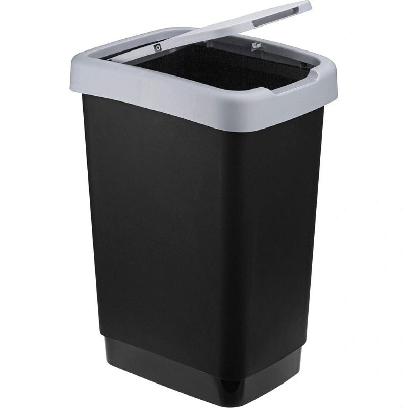 Урна для мусора IDEA, 25 л, пластик, черный, серый