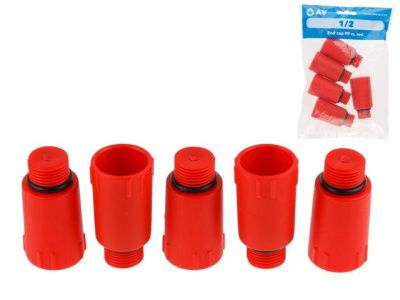 Заглушка ПП 1/2" нар. красная, 5 шт. инд. упак. AV Engineering AVE1321212R
