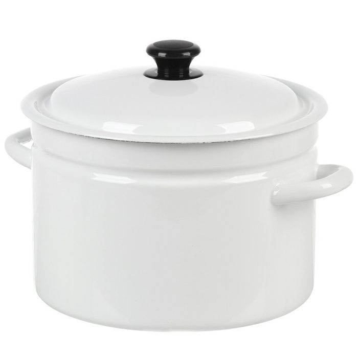 Кастрюля цил.борт. 8 л, белая Без декора Керченский металлургический завод 41804-202-У2БД