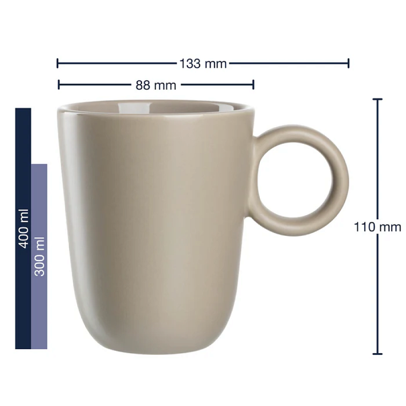 Кружка керамическая "ROMA", 400 мл, бежевый