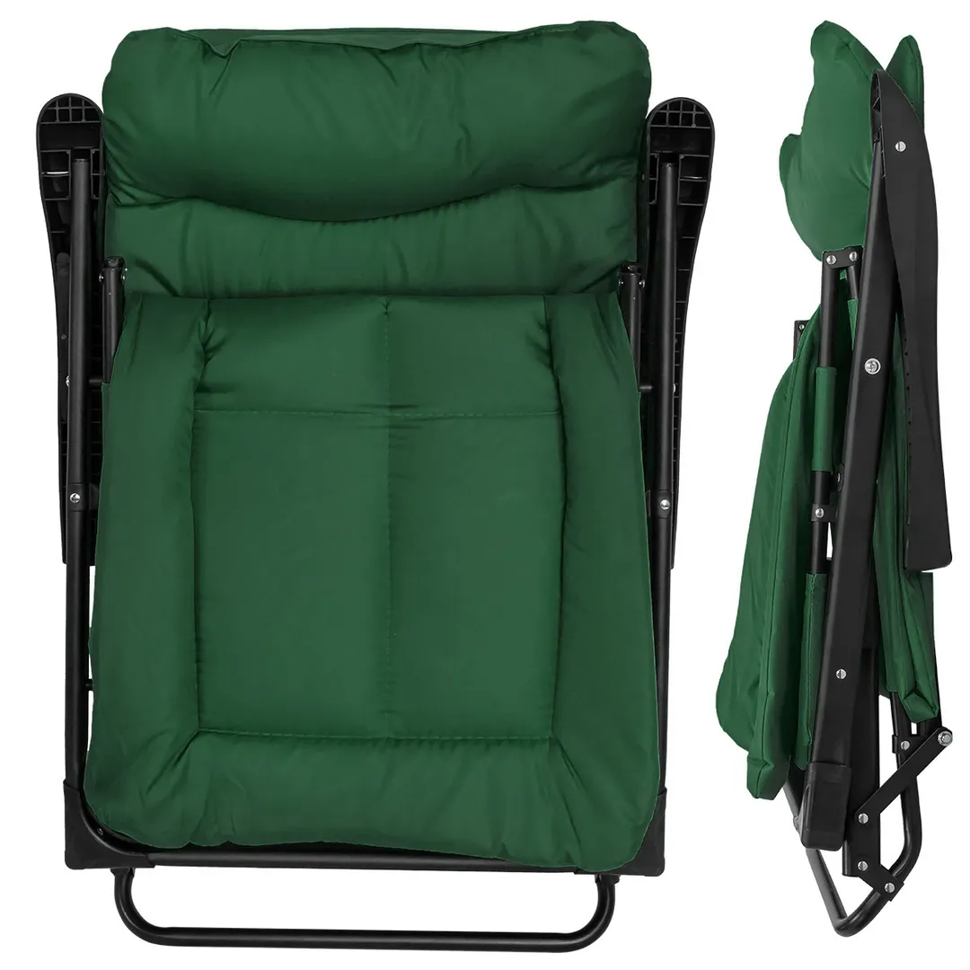 Шезлонг складной с подлокотниками на мягкой основе, зеленый, 1780х670х300 мм, макс. нагрузка 200 кг WMC TOOLS WMC-FG-HY-8000G