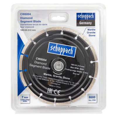 Круг отрезной 180х22,2х2 мм Scheppach Sch-CW6004