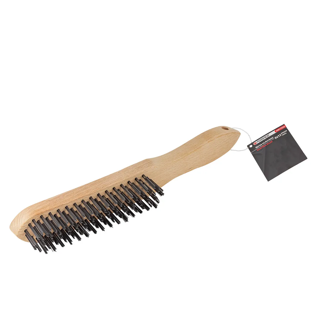 Щетка по металлу ручная в деревянном корпусе 6x15 рядов Forsage F-340117232