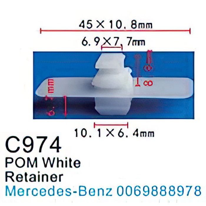 Клипса для крепления внутренней обшивки а/м Мерседес пластиковая, 100 шт Forsage C0974(Mersedes)