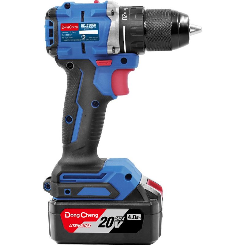 Аккумуляторная дрель-шуруповерт DongCheng DCJZ2060 (TYPE EM), 20 В, 60 Нм, 2 АКБ, 4 Ач, З/У 2 А