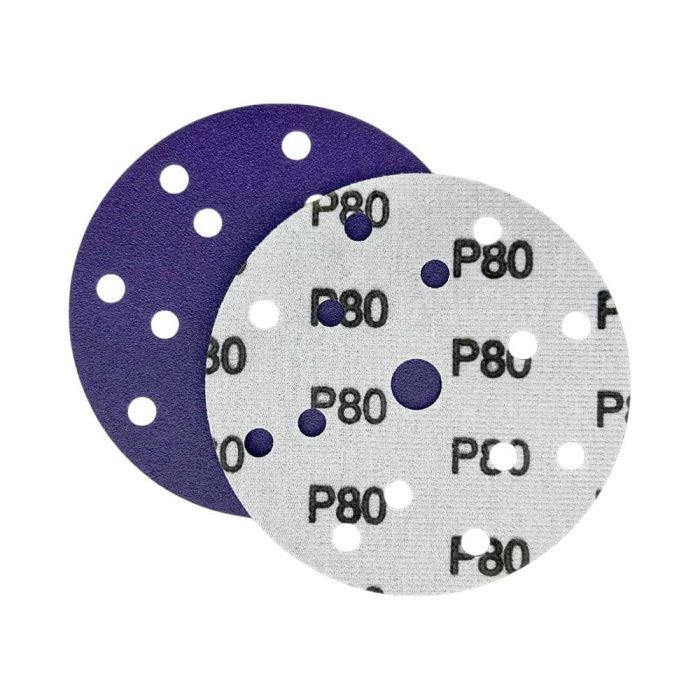 Круг шлифовальный фиолетовый D150 мм P400 Velcro, тип зерна – цирконий, 15 отверстий HOREX SL712PP400