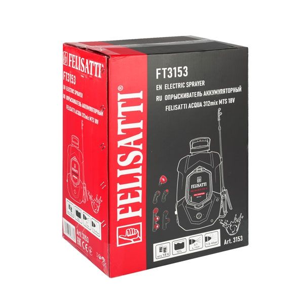 Опрыскиватель аккумуляторный Аккумуляторный опрыскиватель Acqua 312mix MTS 18В Felisatti FT3153 Felisatti