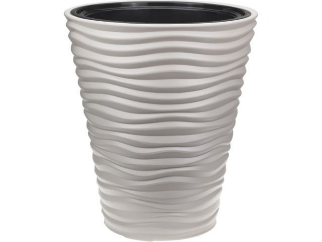 Кашпо ДЮНА D340 мм H385 мм 19,5 л со вставкой, серый IDEA М3401