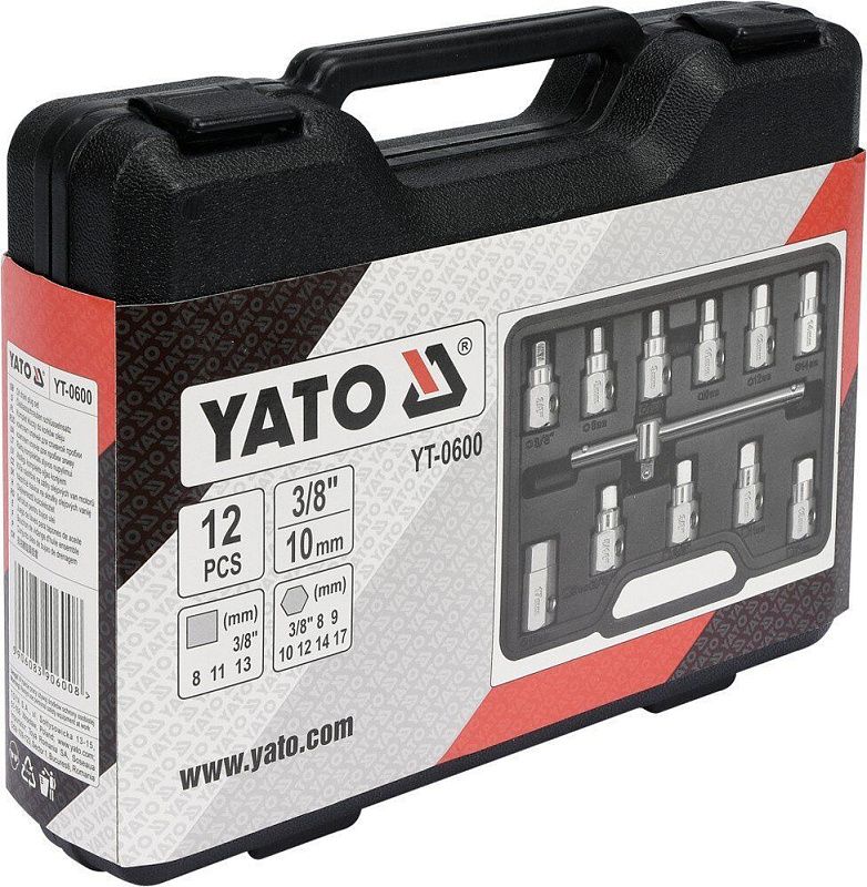 Набор торцевых головок для сливной пробки 3/8'' 12 пр. Yato YT-0600