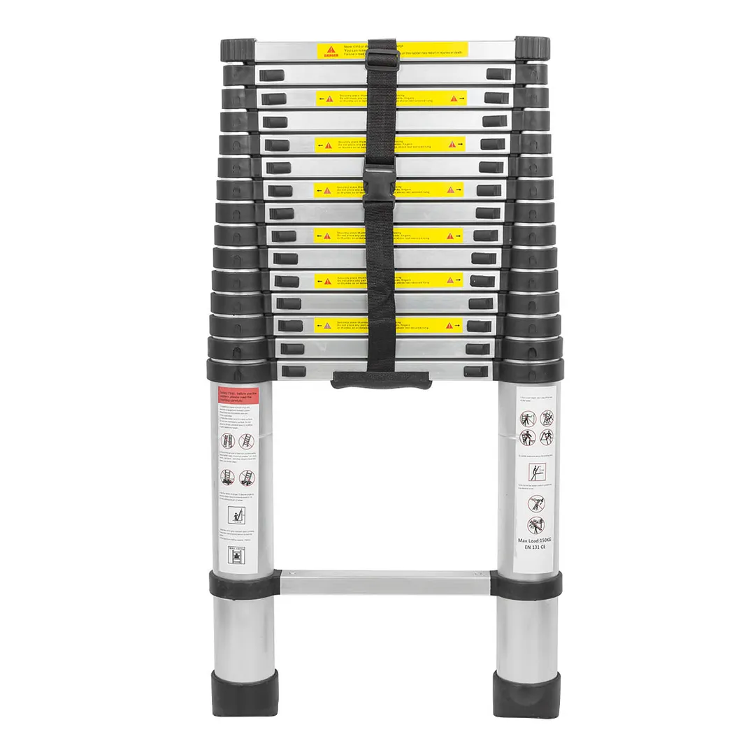 Лестница телескопическая односекционная 1.0-4.7 м, 15 ступенек, нагрузка 150 кг, ForceKraft FK-BL-T470
