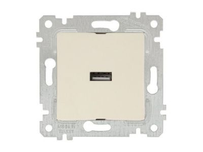 Розетка 1-ая USB (скрытая, без рамки) кремовая, RITA, (USB-зарядка, 5V-2.1A) Mutlusan 22004480102
