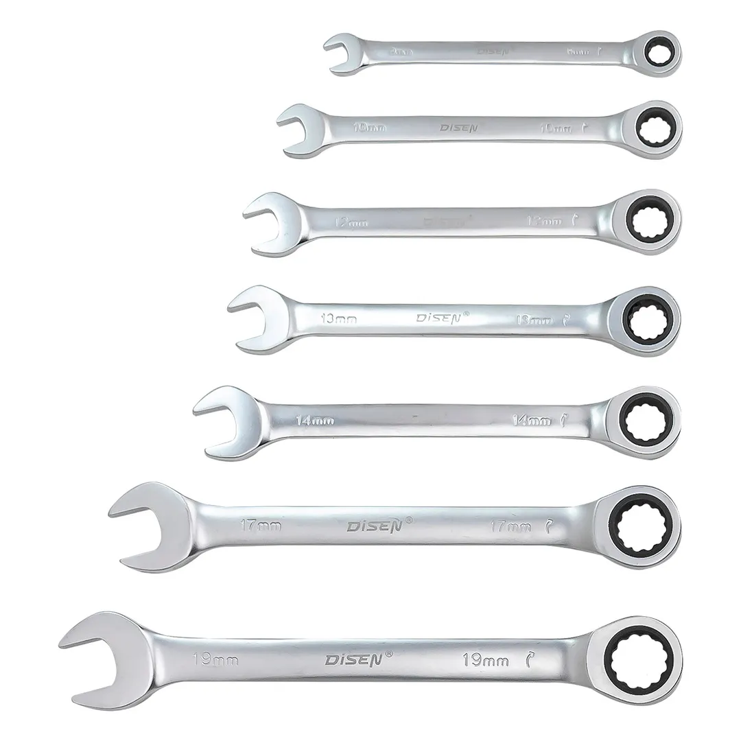 Набор ключей трещоточных 8-19 мм, 7 пр. DISEN DSD1511
