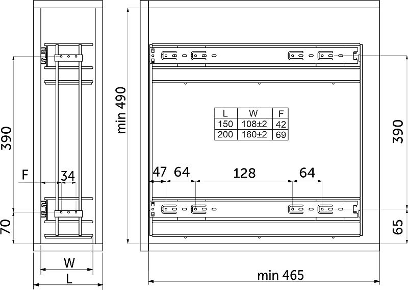 Выдвижная корзина-карго 150 крепл.боковое/универс., хром GRIDLI 113499