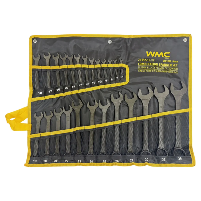 Набор комбинированных ключей 6-32 мм, рожковый ключ 36х41 мм 25 пр WMC TOOLS WMC-5261P36 Black
