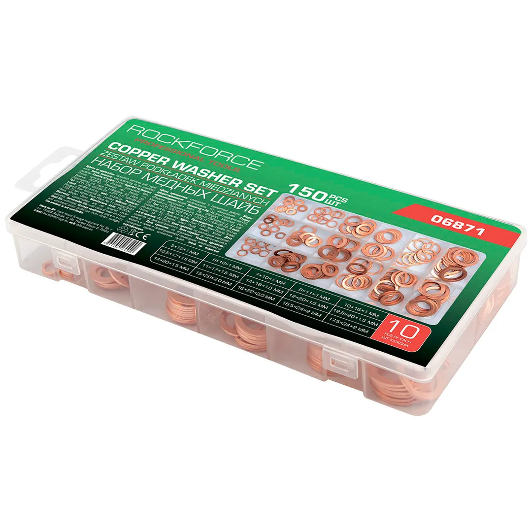Набор медных шайб 5-17,5 мм 150 пр RockForce RF-06871