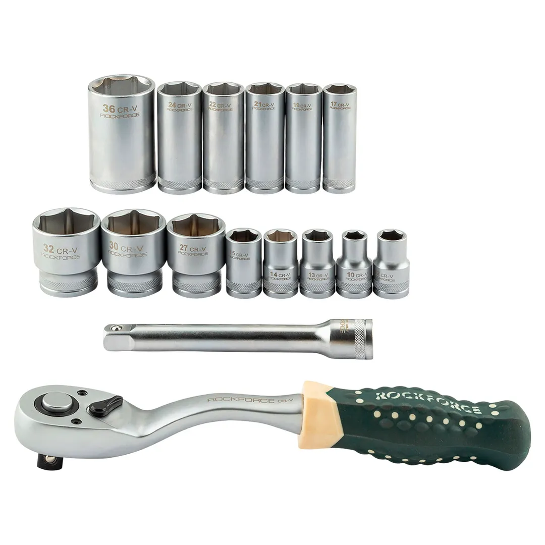 Набор глубоких и коротких головок 8-36 мм 1/2'' 6-гр 16 пр RockForce RF-4169 MSA