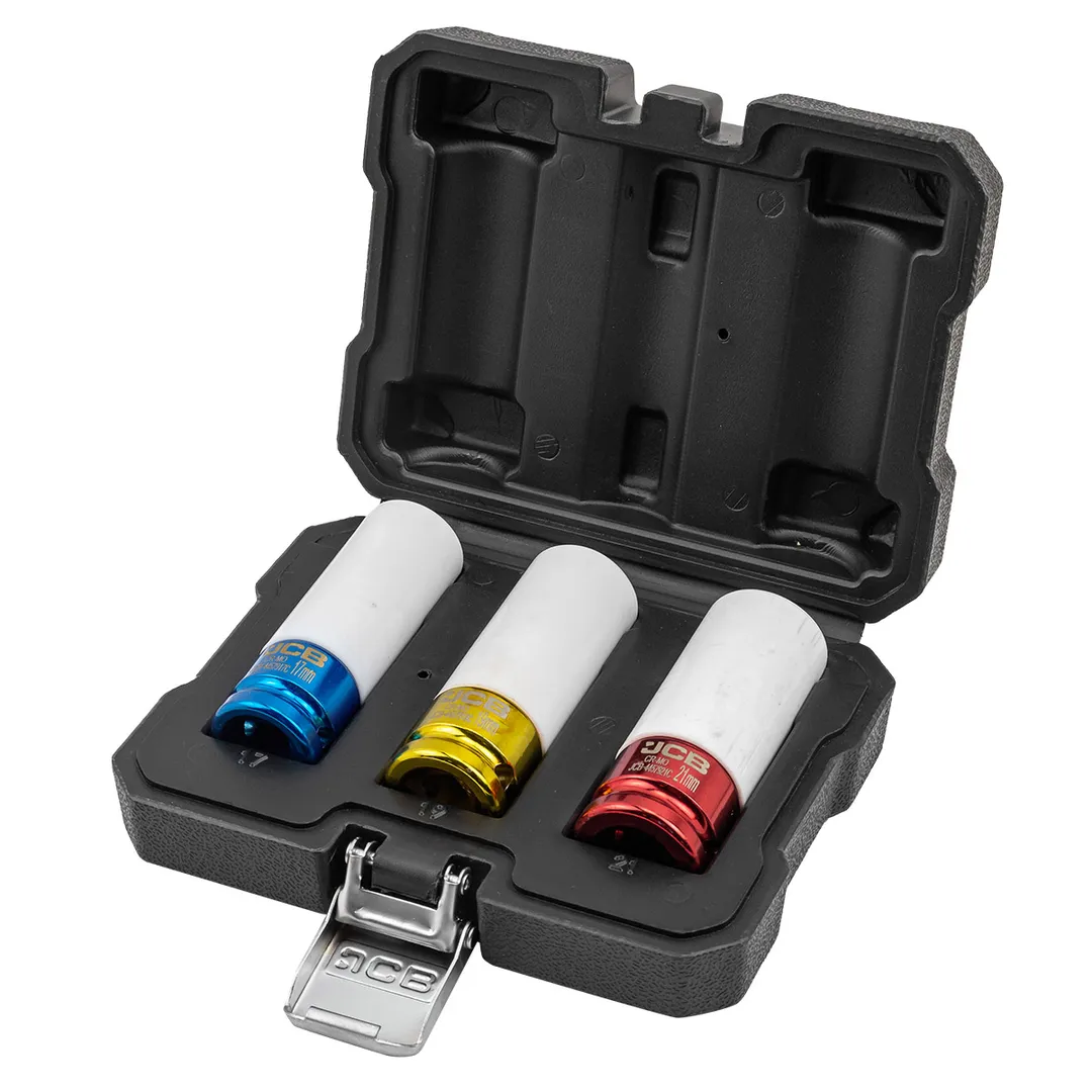 Набор ударных тонкостенных головок 17, 19, 21 мм 1/2'' 6-гр 3 пр JCB JCB-4032