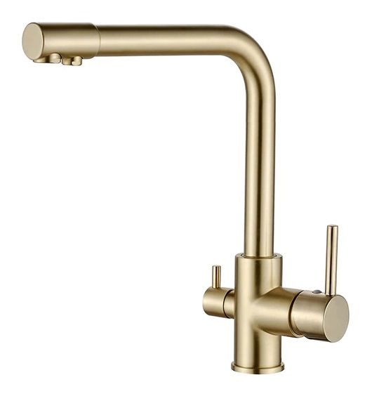 Смеситель для кухни с подключением к фильтру, латунь, золотой, сатин L4055Y-3 Ledeme