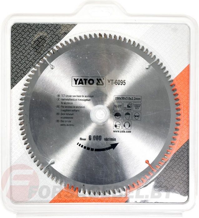Диск пильный по Al с напаянными зубцами из твердых сплавов 250/30 100T Yato YT-6095