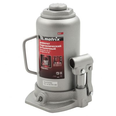 Домкрат гидравлический бутылочный, 20 т, высота подъема 242-452 мм Matrix Master