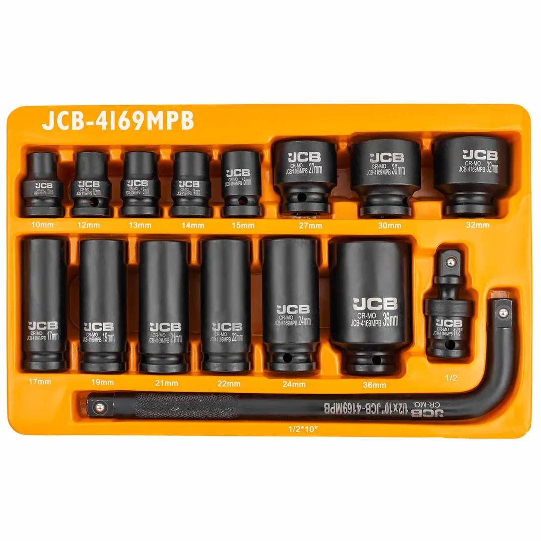 Набор ударных головок 16 пр., 1/2'', 6-гр. 10-32 мм в ложементе JCB JCB-4169MPB