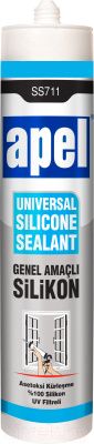 Герметик силиконовый универсальный SS711 белый 250 мл, APEL 123903