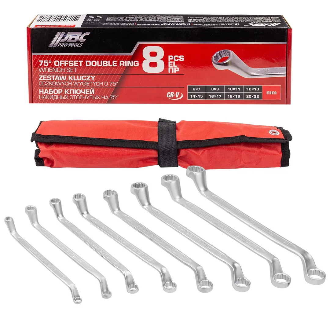 Набор накидных ключей, отогнутых на 75°, 6х7-20х22 мм 8 пр JBC JBC-5088P