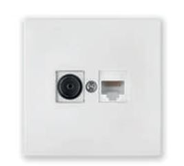 Розетка 2-ая комби компьютерная+телевизионная (скрытая) белая, Carre, Bylectrica ТК-6651