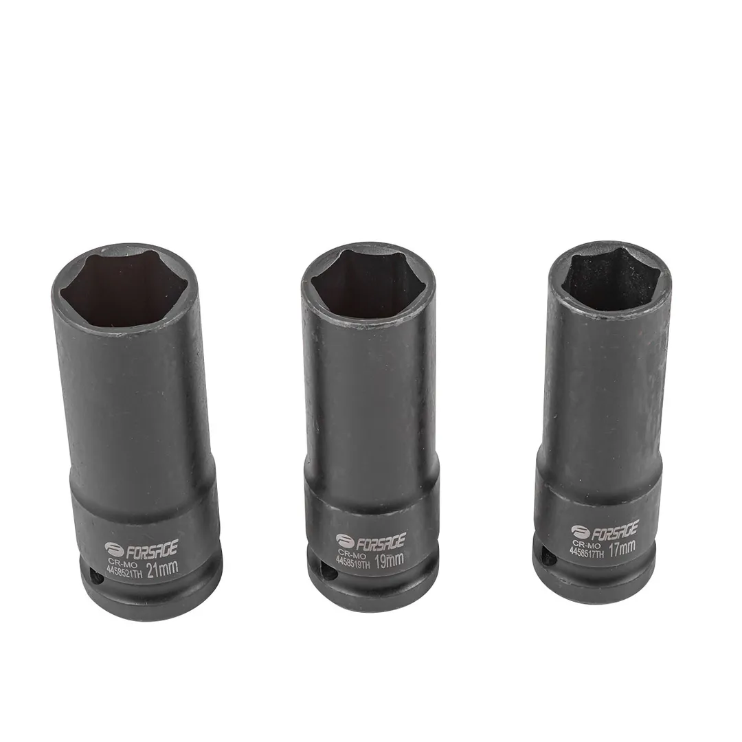 Набор ударных головок для литых дисков 17, 19, 21 мм 3 пр 1/2'' 6-гр Forsage F-4032TH