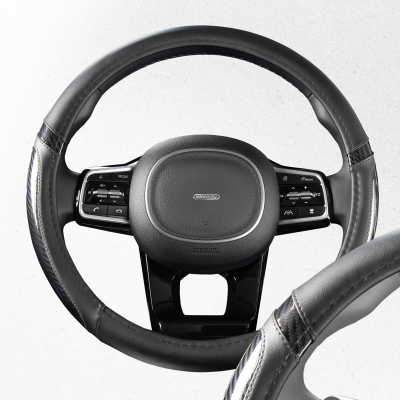 Оплетка экокожа M Carbon- Черно/Серая SKYWAY S01102432