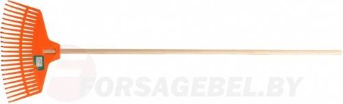 Грабли веерные пластмассовые 435мм с деревянным черенком 35785