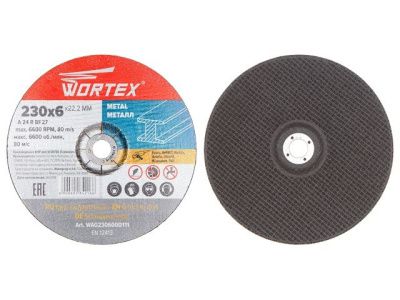 Круг обдирочный 230х6x22.2 мм для металла WORTEX WAG230600D111