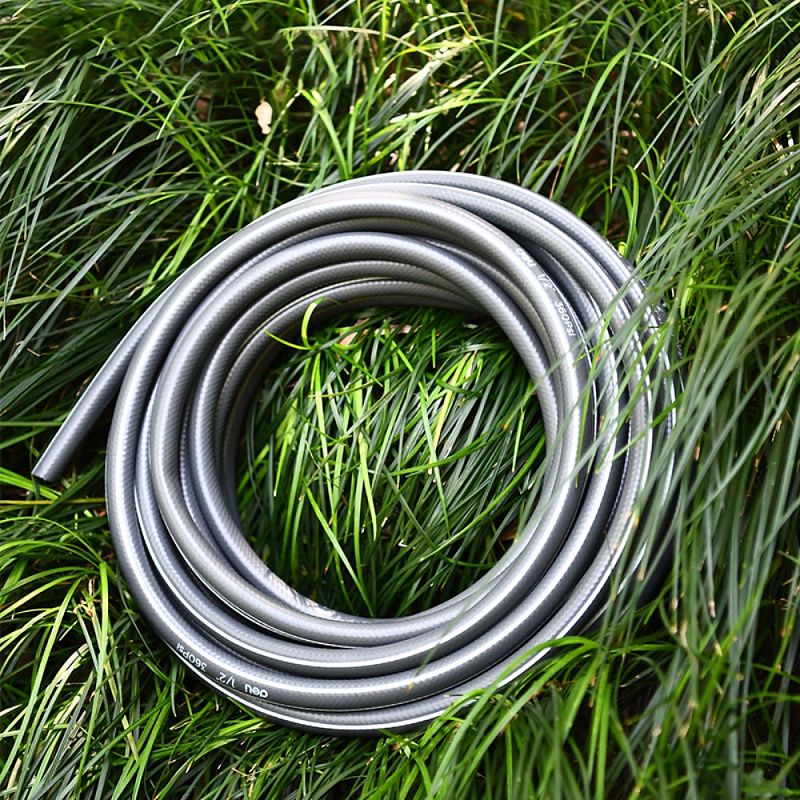 Шланг поливочный армированный четырёхслойный Deli GS EDL8072-15, 1/2", ПВХ, 15 м, серый