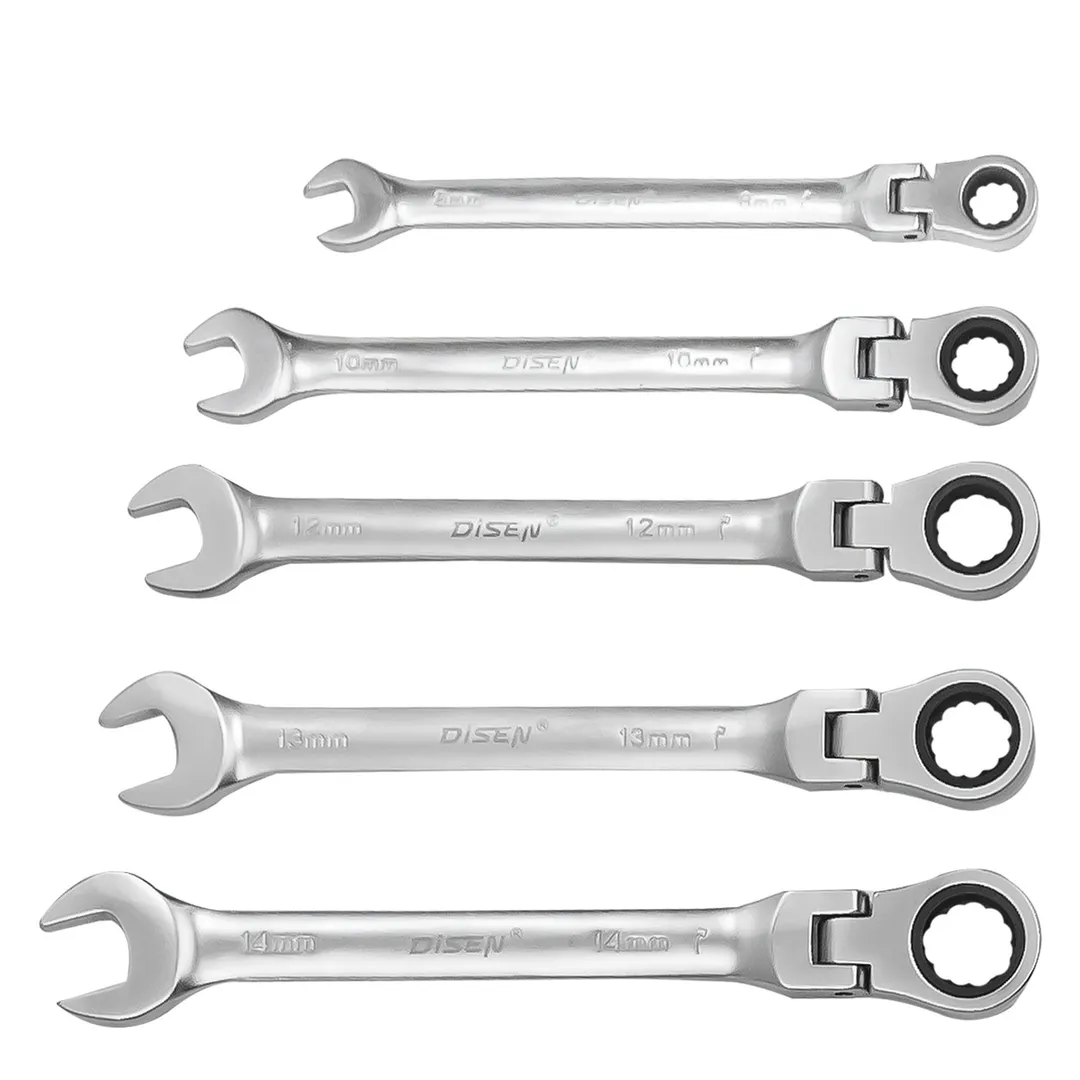 Набор ключей трещоточных с шарниром 8-14 мм, 5 пр. DISEN DSD1502F