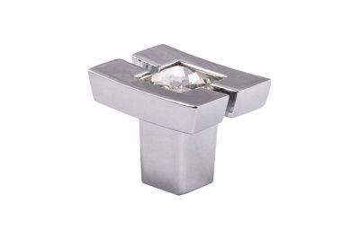 Ручка меб. кнопка мет. АК7161 хром/кристалл прозрачный, AKS 54338