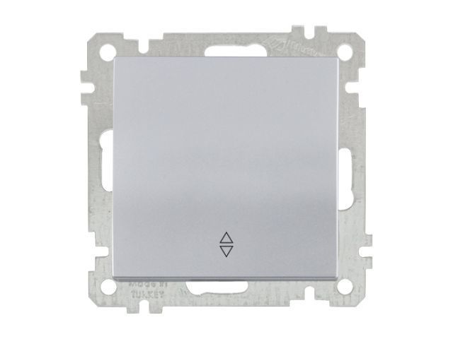 Выключатель проходной 1-клав., скрытый, винт. зажим серебро, ELITRA, 10 A, 250 V, IP 20 Mutlusan 2270 403 0292