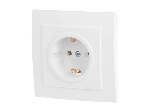 Розетка 1-ая, скрытая, с/з, белая, Стандарт, RS 16-133 Б, Юпитер JP7420-01