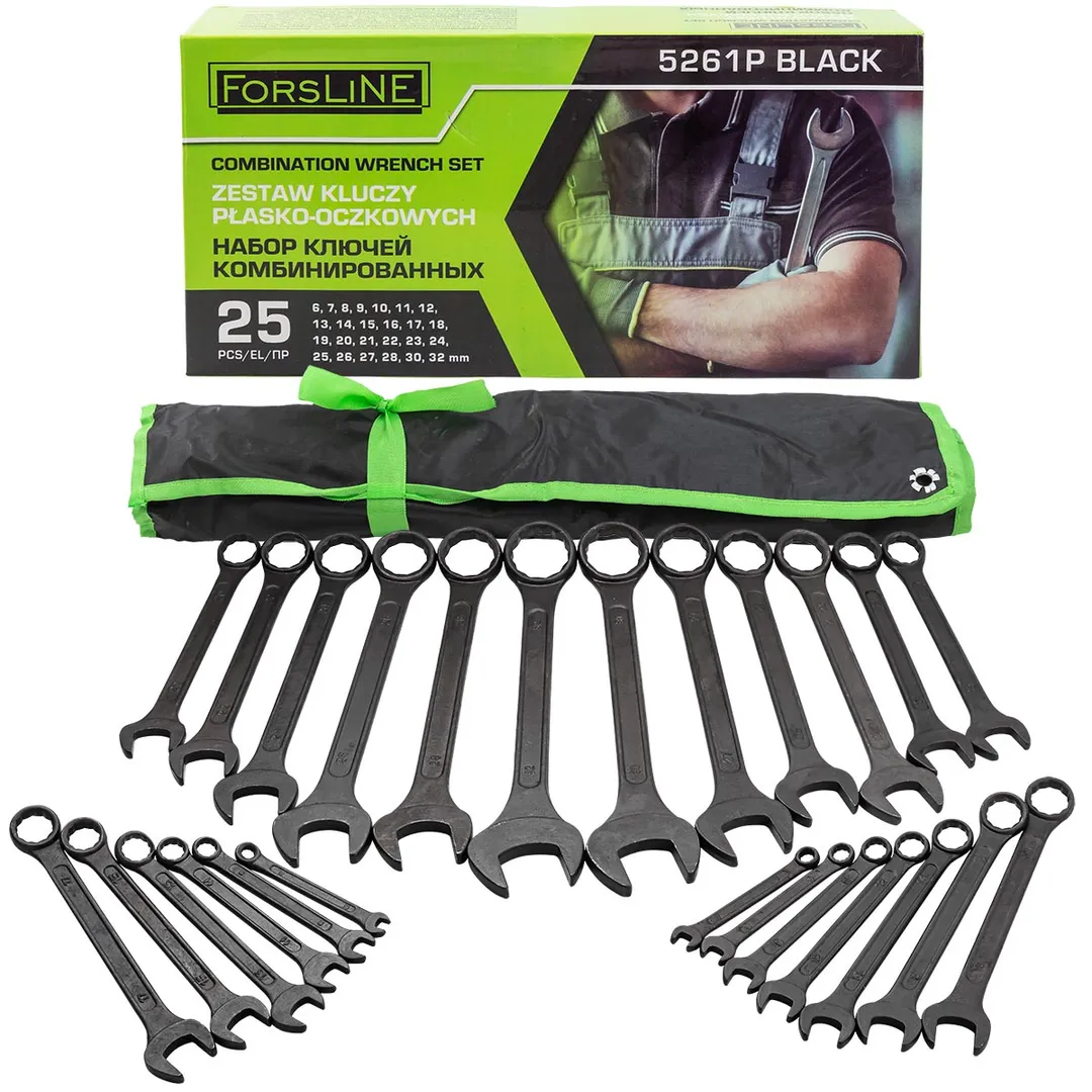 Набор ключей комбинированных 6-32 мм 25 пр ForsLine FL-5261P BLACK