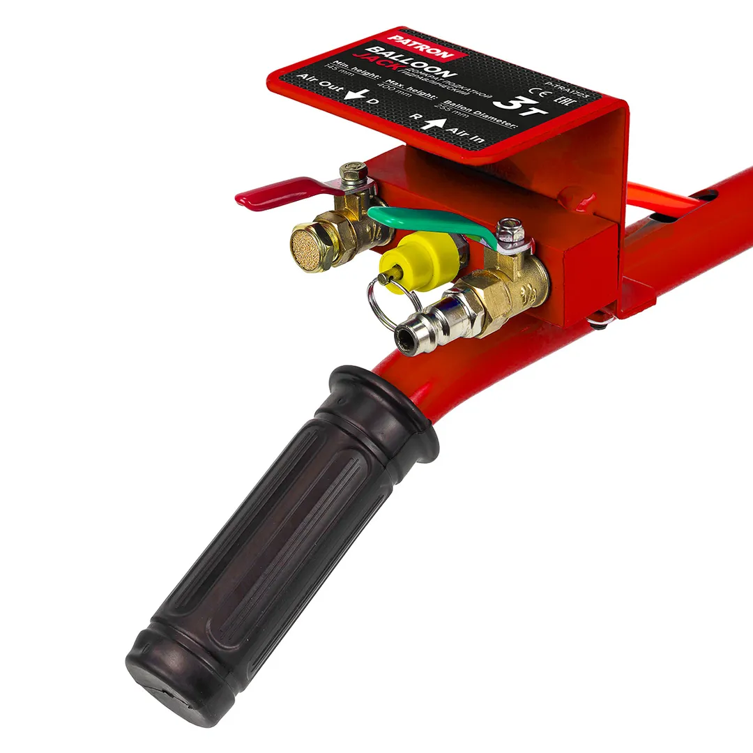 Домкрат подкатной пневматический 3 т, 145-400 мм, Ø255 мм PATRON P-TRA1723