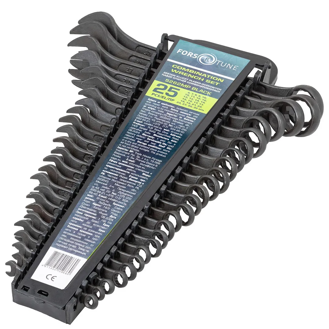 Набор комбинированных ключей 25 пр, 6-19, 21, 22, 24, 27, 30, 32 мм FORSandTUNE FORSandTUNE-5262MP BLACK