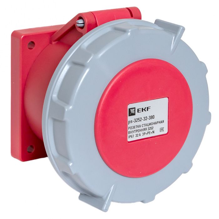 Розетка стационарная внутренняя 3252 3Р+РЕ+N 32А 380В IP67 EKF PROxima ps-3252-32-380