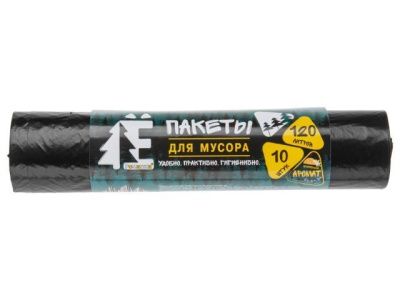 Мешки для мусора, 120 л, 10 шт, "Е-", черные, 68х105 см/20мкм РОМАШКА ЕЛР-ВР-120-10/35/Ч