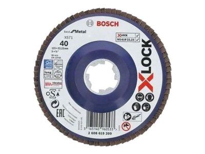 Круг лепестковый 125х22.2 мм G40 плоский BEST FOR METAL X-LOCK Bosch 2608619209