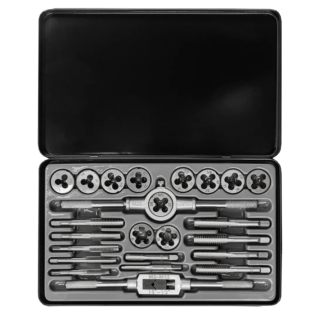 Набор метчиков и плашек дюймовый 24 пр. 1/4, 5/16, 3/8, 7/16, 1/2 RockForce RF-M024-2