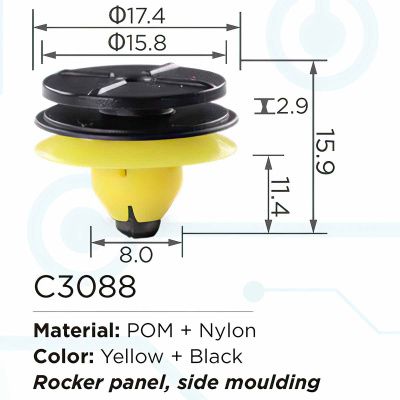 Клипса для крепления внутренней обшивки а/м Вольво, пласт., 100 шт Forsage C3088(Volvo)