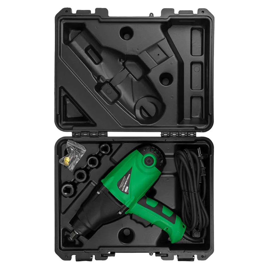 Гайковерт ударный электрический 1/2'', 230V, 1020W, 500Нм с комплектом головок, 17, 19, 21, 23 мм RockForce RF-03071(RF-F-03071)